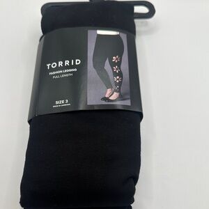 Torrid Black Fashion Leggings with Floral Cutouts